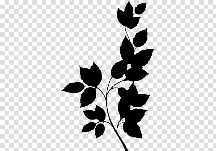 Black And White Flower, Black White M, Leaf, Plant Stem, Silhouette, Line, Plants, Black M transparent background PNG clipart