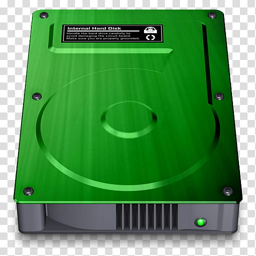 HDD icons for MacIntosh, green and grey internal hard drive illustration transparent background PNG clipart