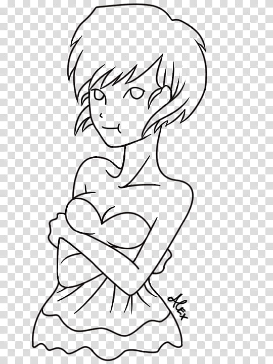my first lineart on shop, woman anime character line art transparent background PNG clipart