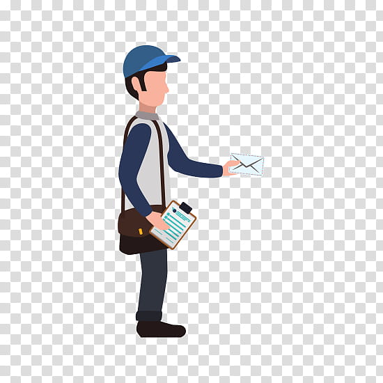 Mail Carrier, Cartoon, Delivery, Standing, Bag, Luggage And Bags transparent background PNG clipart