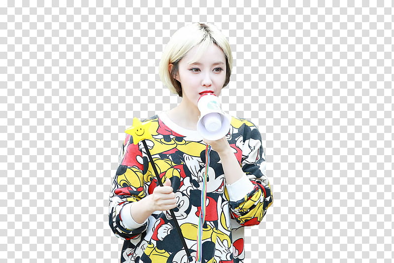 Hyomin, woman holding white megaphone transparent background PNG clipart