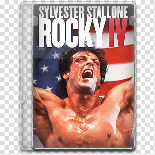 Movie Icon Mega , Rocky IV, Sylvester Stallone Rocky IV DVD case illustration transparent background PNG clipart