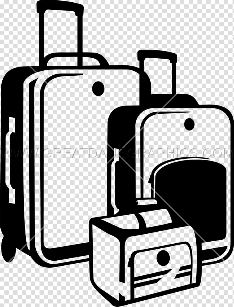 Travel Art, Baggage, Suitcase, Line Art, Baggage Cart, Transport, Rolling, Blackandwhite transparent background PNG clipart