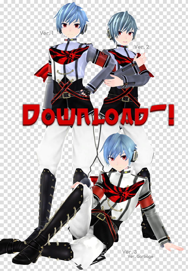 (Tda Style) General Kaito DL~!, three characters screenshot transparent background PNG clipart