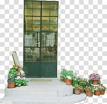 Dream Shop, garden pots near black door transparent background PNG clipart