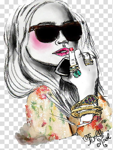 munecas  dolls New D, woman wearing sunglasses putting lipstick sketch transparent background PNG clipart