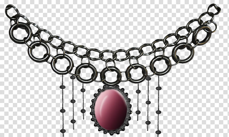 Goth Jewelry , red and silver beaded necklace transparent background PNG clipart