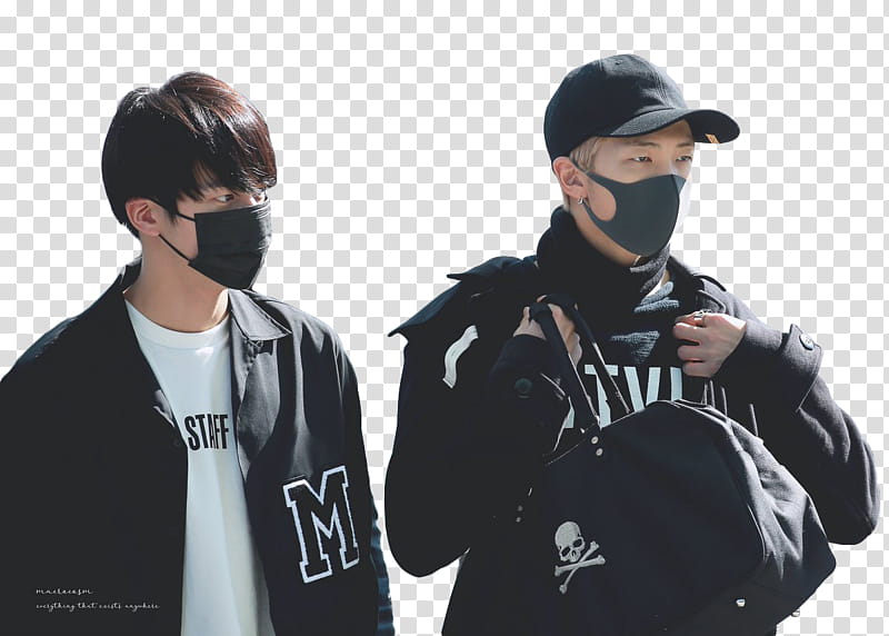 Namjin BTS, two male wearing mask transparent background PNG clipart