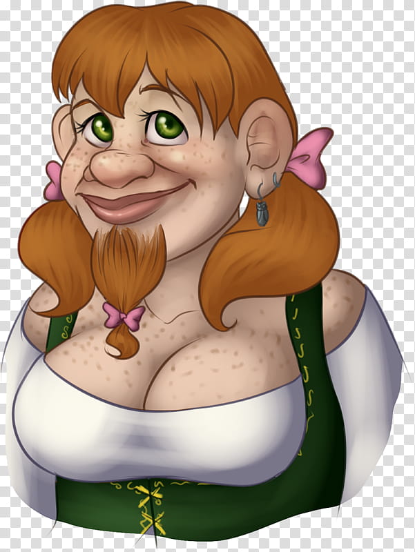 Bearded Dwarf Lady, brown-haired woman illustration transparent background PNG clipart