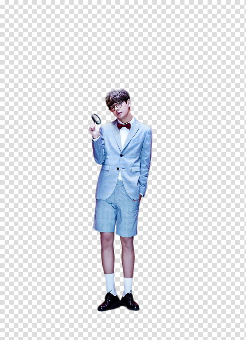 Dope V x, cutout of man wearing shorts and blue suit jacket transparent background PNG clipart