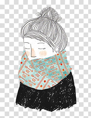 Stuck S, woman in green scarf painting illustration transparent background PNG clipart