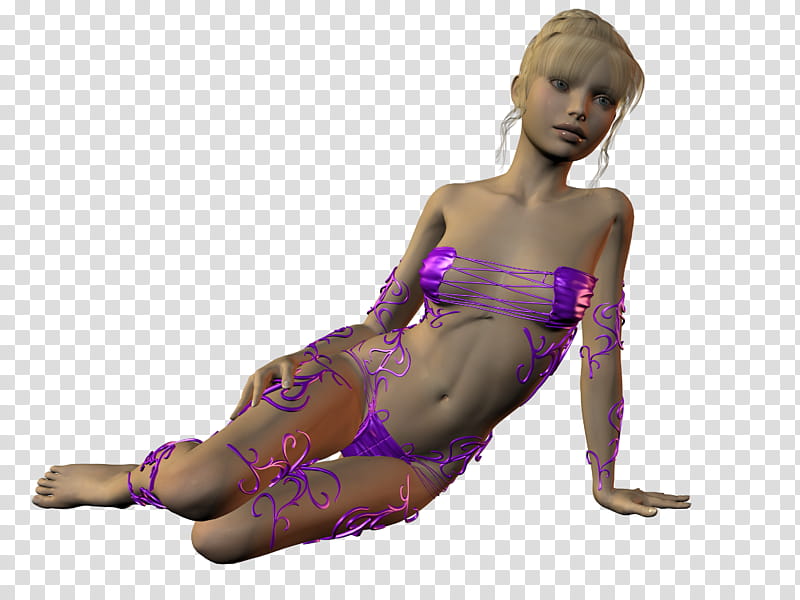 Little fae, woman wearing purple bikini transparent background PNG clipart