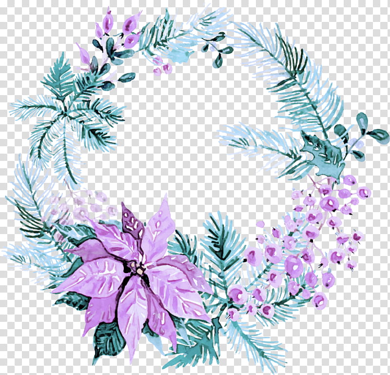 Christmas decoration, Leaf, Wreath, Lilac, Plant, Flower, Colorado Spruce, Pine Family transparent background PNG clipart
