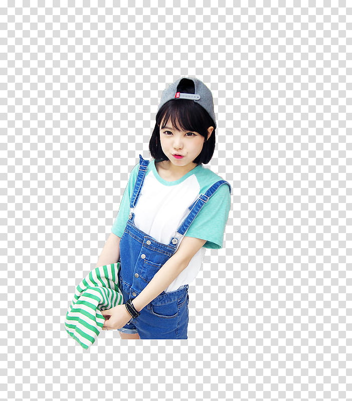 FREE Hong Young Gi Cute, girl wearing blue denim overall pants transparent background PNG clipart