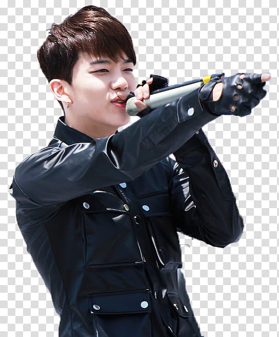 YoungJae BAP , man standing and using microphone transparent background PNG clipart