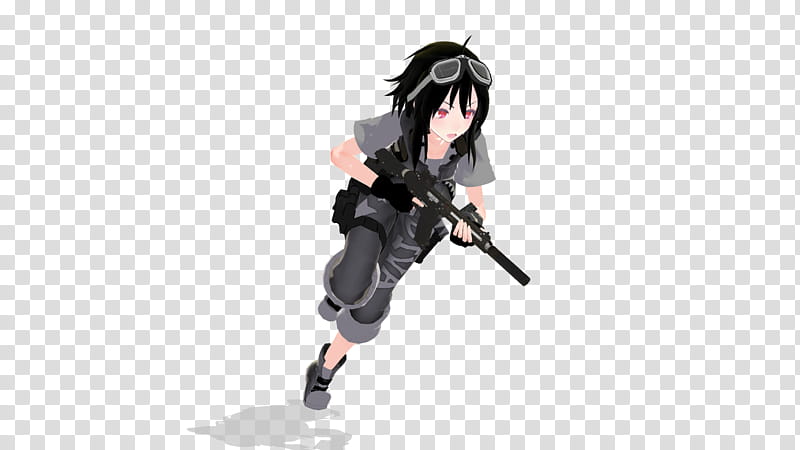 D of a woman holding a rifle transparent background PNG clipart