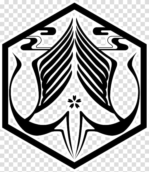 kuchiki family crest, black and white tribal line art transparent background PNG clipart
