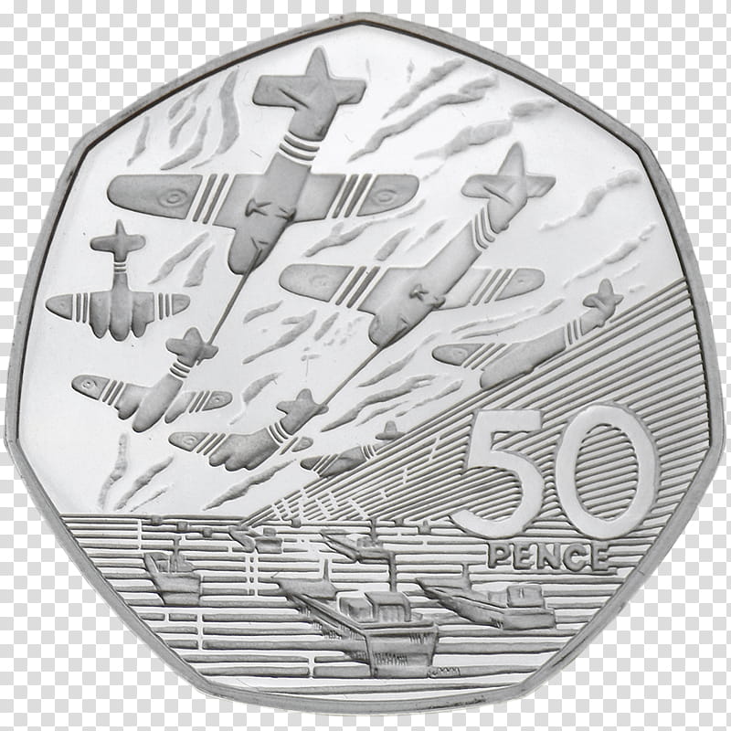 Royal Mint Drawing, Fifty Pence, Coin, Dday, Uncirculated Coin, Commemorative Coin, Penny, Coin Collecting transparent background PNG clipart