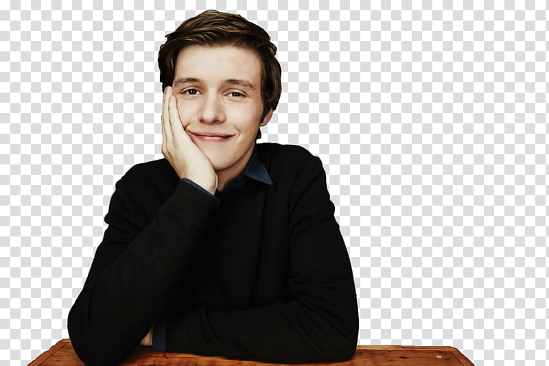 Nick Robinson render, man touching own jaw transparent background PNG clipart