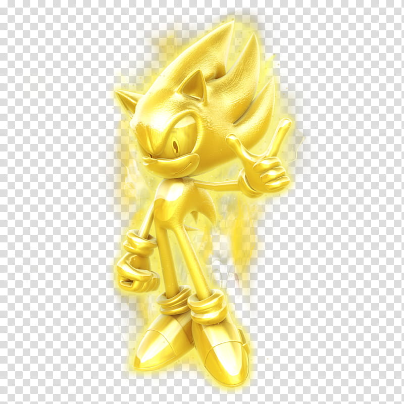 Golden Super Sonic Statue Render, standing gold Supersonic illustration transparent background PNG clipart