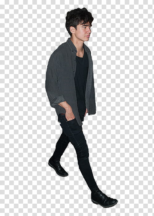 Calum Hood, man holding black jeans transparent background PNG clipart