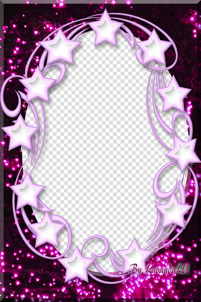 Lav Frames , white and pink star border transparent background PNG clipart