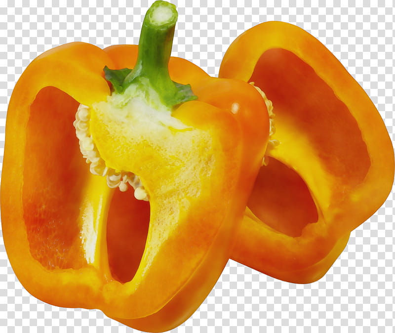 Orange, Watercolor, Paint, Wet Ink, Yellow Pepper, Bell Pepper, Pimiento, Red Bell Pepper transparent background PNG clipart