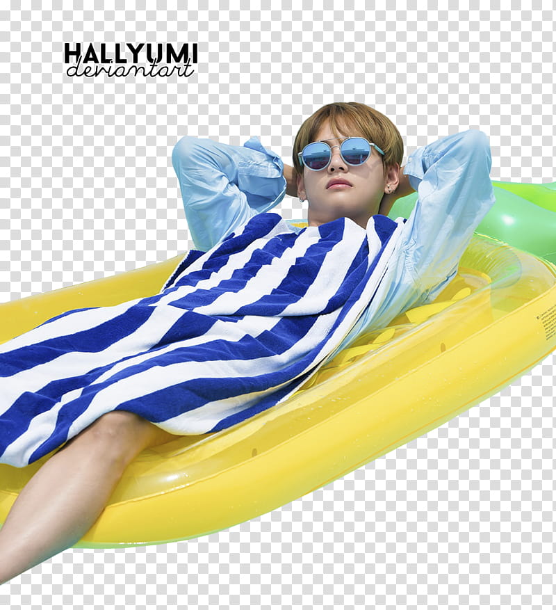 BTS, man on inflatable floater transparent background PNG clipart