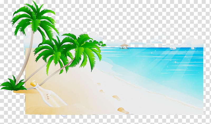 Summer Palm Tree, Watercolor, Paint, Wet Ink, Swim Caps, Swimming, Child, Goggles transparent background PNG clipart