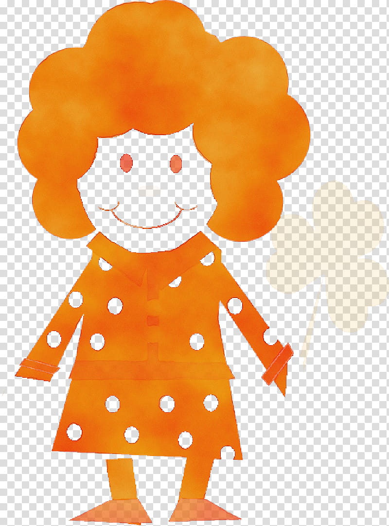 Watercolor, Paint, Wet Ink, Character, Character Created By, Cartoon, Orange, Polka Dot transparent background PNG clipart