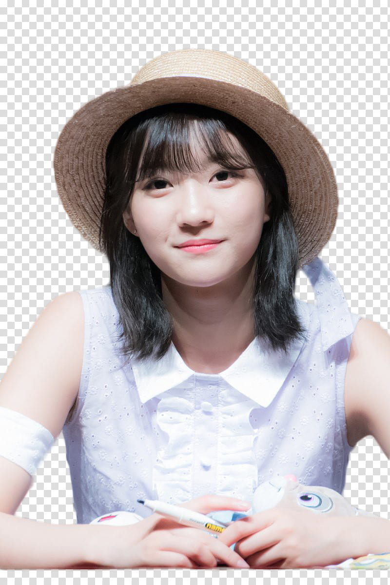 RENDER  S BINNIE OH MY GIRL, woman wearing beige straw hat transparent background PNG clipart