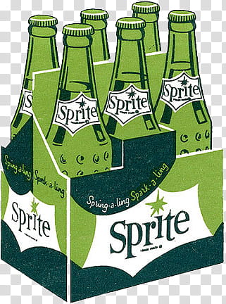 vintage, green Sprite bottles and box illustration transparent background PNG clipart