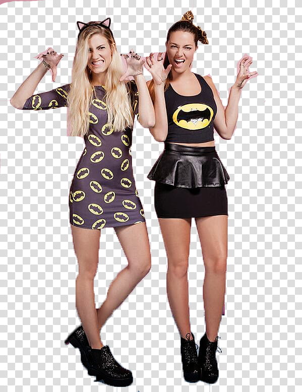 Oriana Sabatini, two women wearing Batman costumes transparent background PNG clipart
