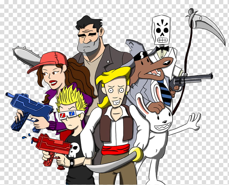 LucasArts tribute, group of cartoon characters transparent background PNG clipart