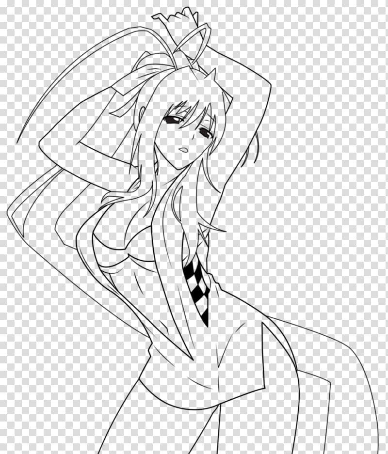 Racing Queen Akeno Lineart transparent background PNG clipart