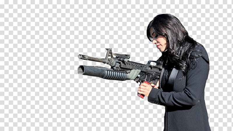 WWE Divas open fire at Fort Bennings weapons range, woman in coat holding rifle transparent background PNG clipart