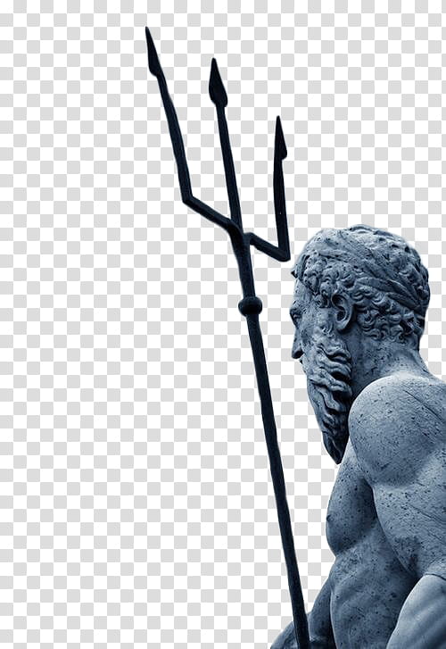 STATUES, man holding black trident spear transparent background PNG clipart