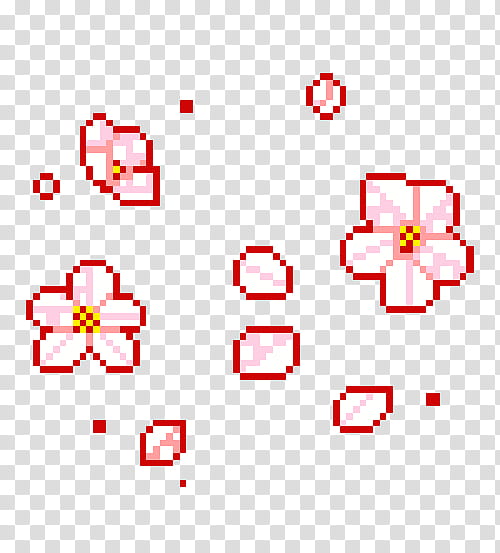 Nature, red-and-white pixeled flowers art transparent background PNG clipart