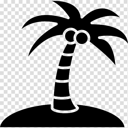 Coconut Tree, Palm Trees, Blackandwhite, Leaf, Arecales, Plant, Woody Plant, Line transparent background PNG clipart