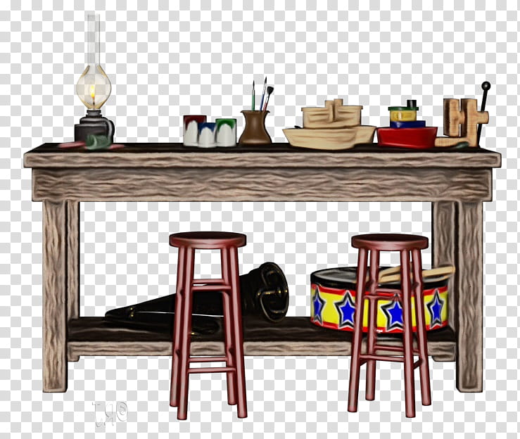 furniture table room desk stool, Watercolor, Paint, Wet Ink, Material Property, Sofa Tables, Wood, End Table, Rectangle transparent background PNG clipart