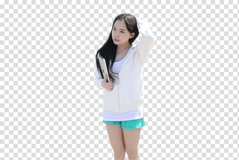 RENDER Hong Young Gi, woman in white jacket and cyan shorts transparent background PNG clipart