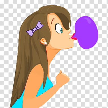 Recursos para un video tutorial, woman blowing bubble gum cartoon transparent background PNG clipart