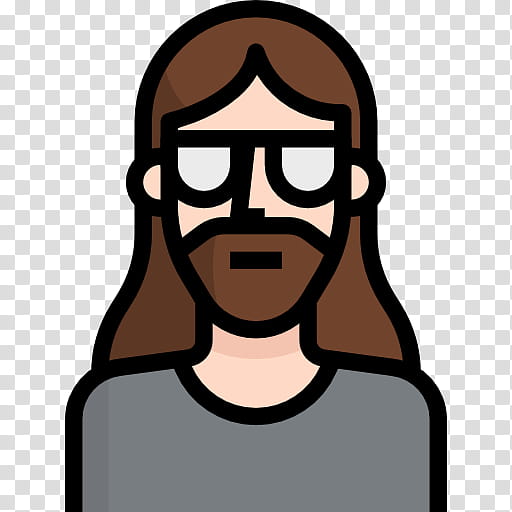 Glasses, Beard, Long Hair, Facial Hair, Brown Hair, Man, Avatar, Head transparent background PNG clipart