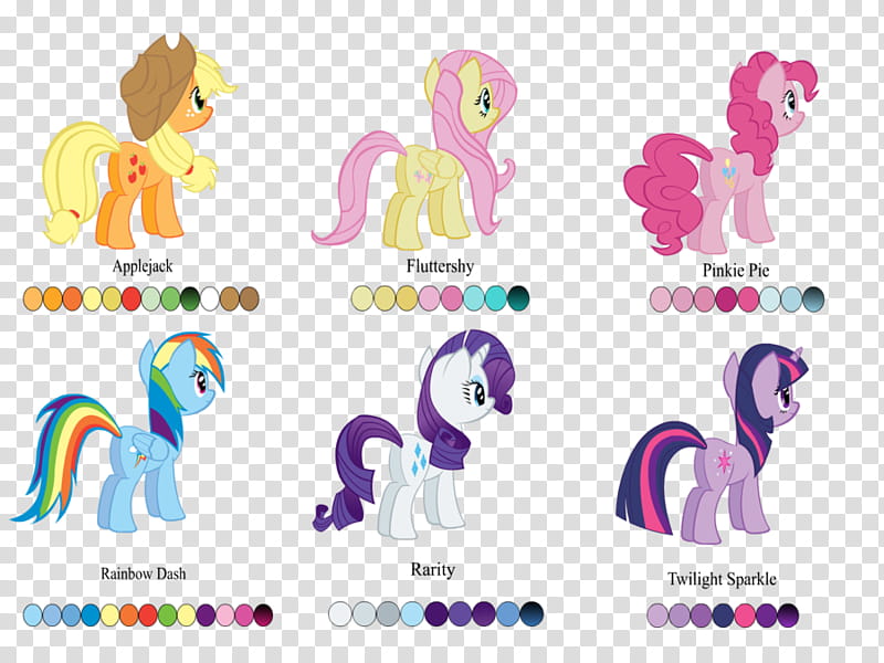 MyLittlePony:FIM, six-assorted My Little Pony illusrtation transparent background PNG clipart