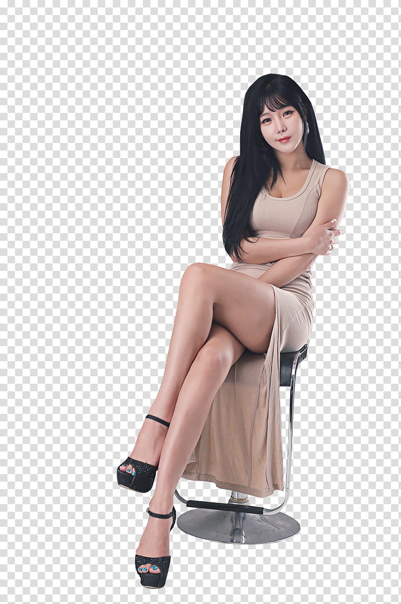 KIM GO EUN, woman sitting on white rolling chair transparent background PNG clipart