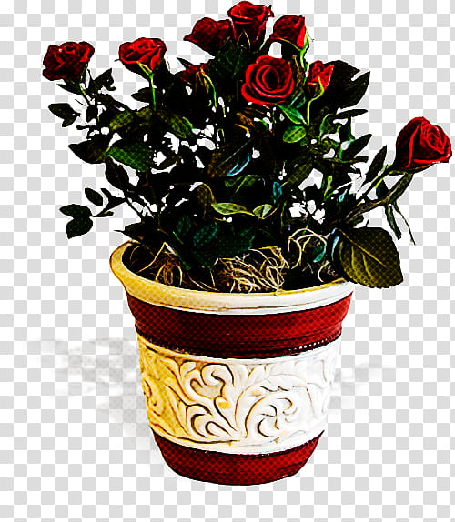 Flowers, Garden Roses, Flowerpot, Artificial Flower, Cut Flowers, Floral Design, Houseplant, Red transparent background PNG clipart