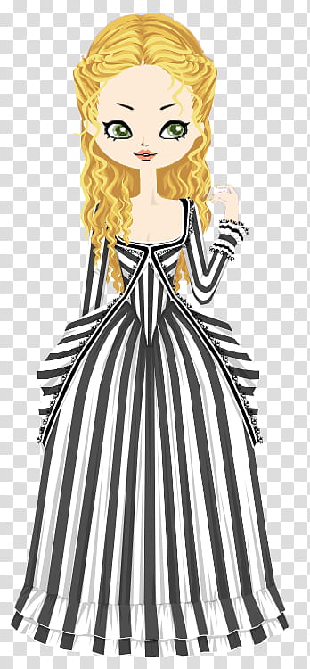 Katrina from Sleepy Hollow, woman wearing white and black striped dress illustration transparent background PNG clipart