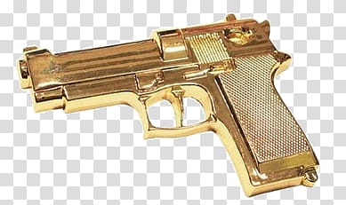 AESTHETIC GRUNGE, gold-colored semi-automatic pistol illustration transparent background PNG clipart