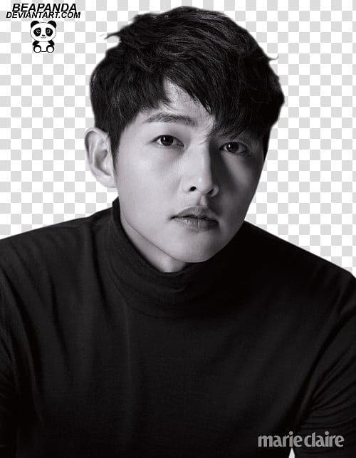 Song Joong Ki, grayscale of man transparent background PNG clipart