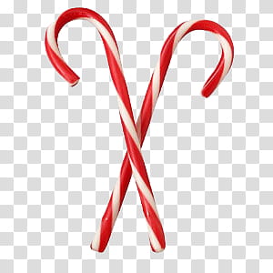 Christmas Items I, two red-and-white candy canes transparent background PNG clipart